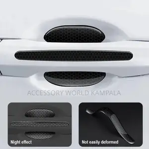 Black Carbon Fiber Door Handle Guards Universal