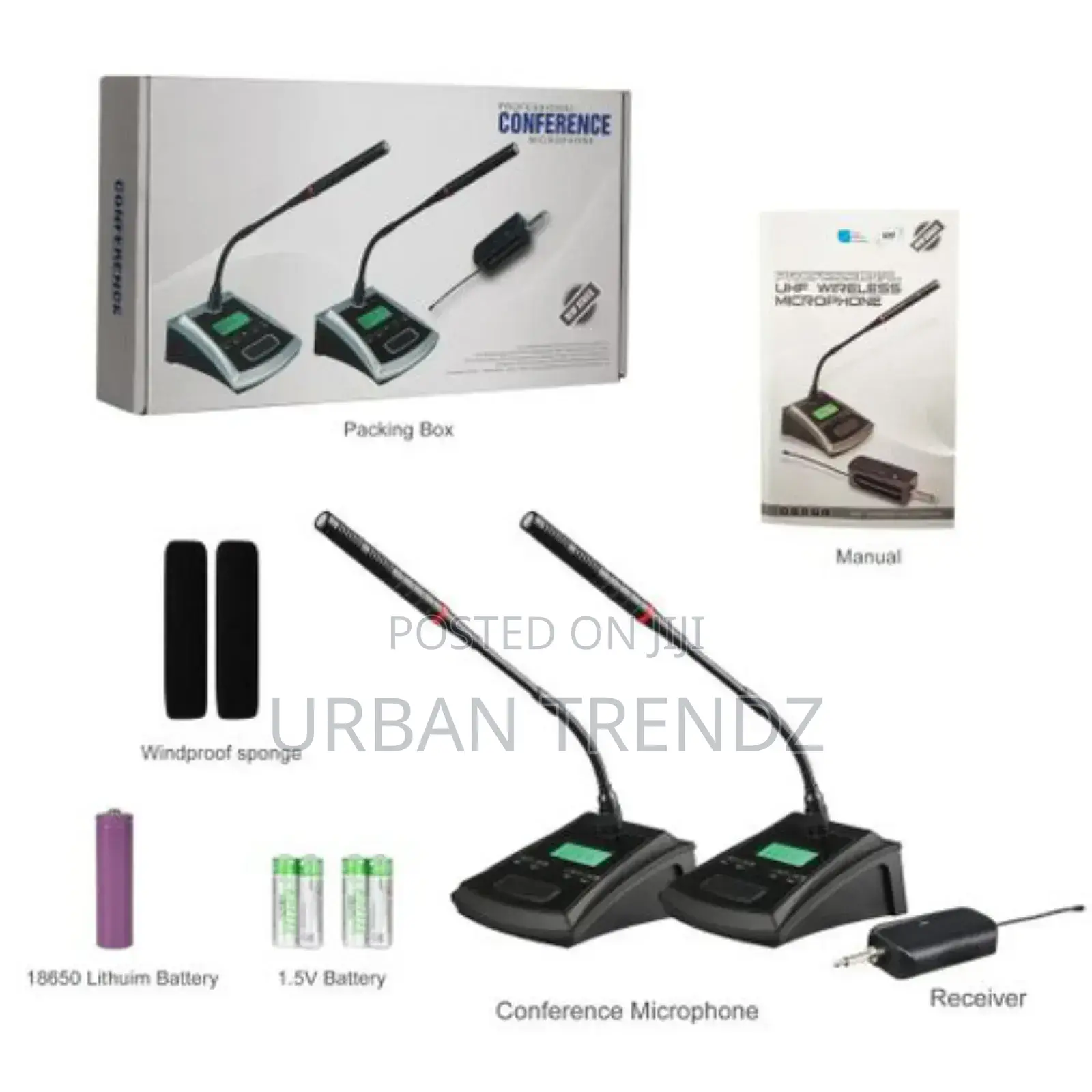 2 Piece Portable Dual Channel Podium Wireless Microphone