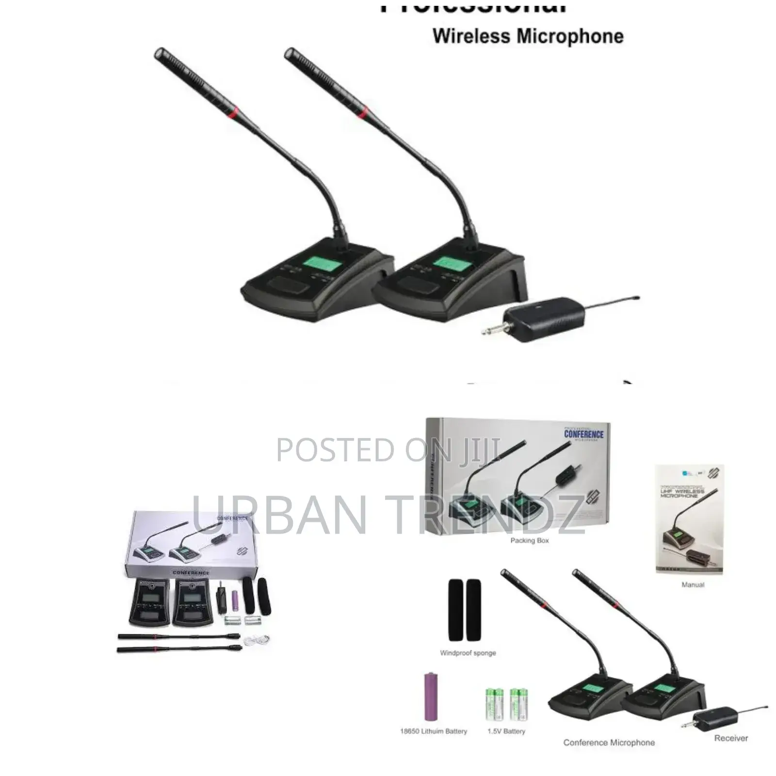 2 Piece Portable Dual Channel Podium Wireless Microphone