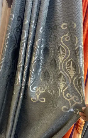 Grey Curtain With Desighns 