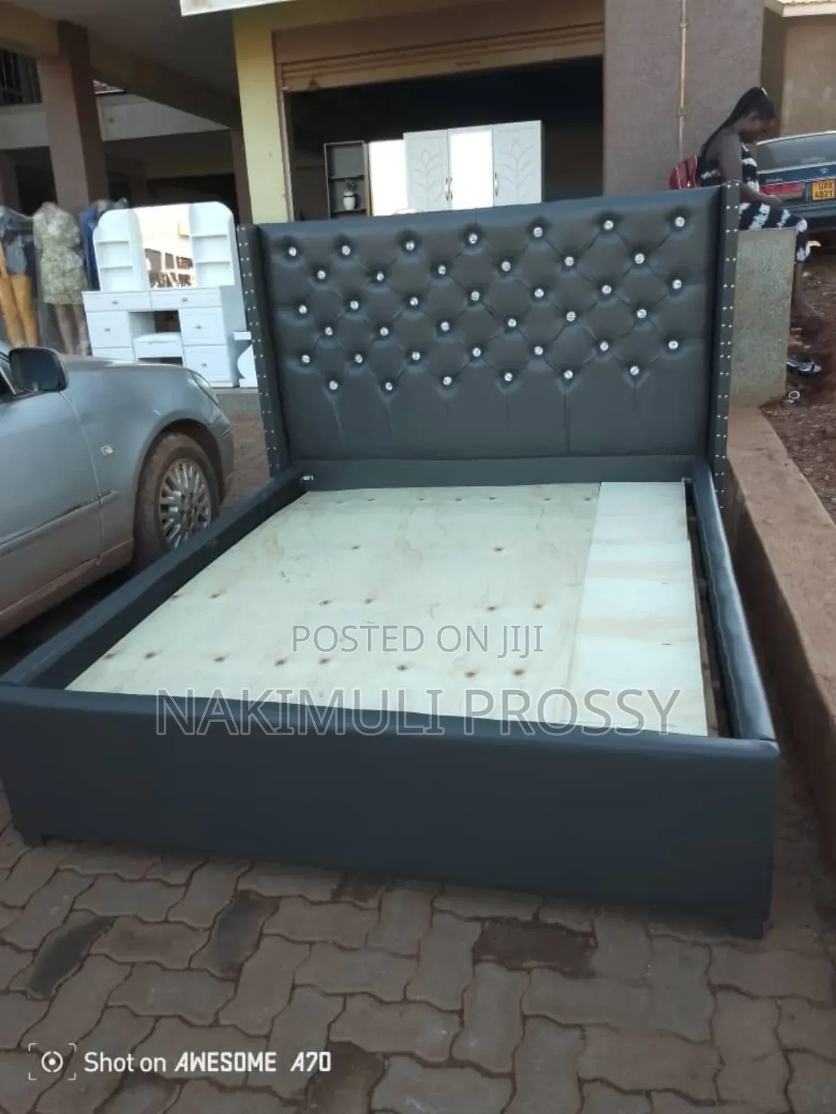 5by6 Leather Tufted Bed