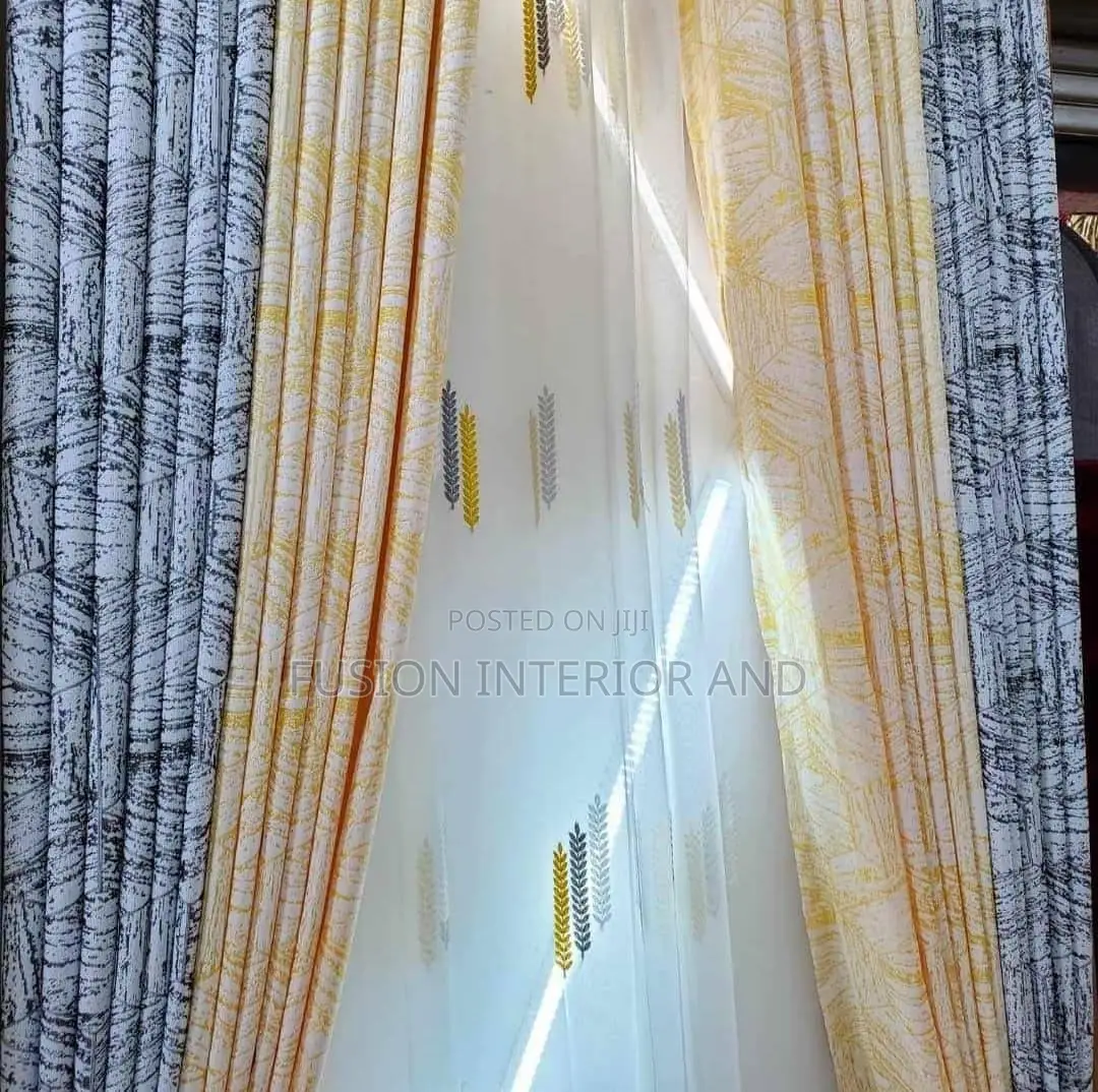 Mix and Match Hexagon Grey and Cream Yellow Curtains