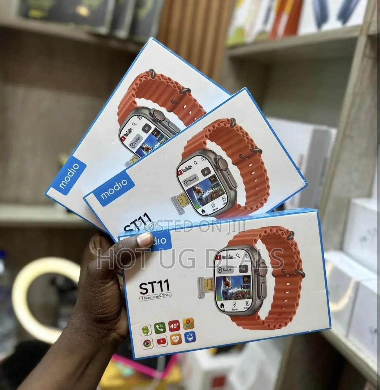 Modio ST11 Simcard Smart Watch 2.2 Inch 4G, 3 Pair Straps