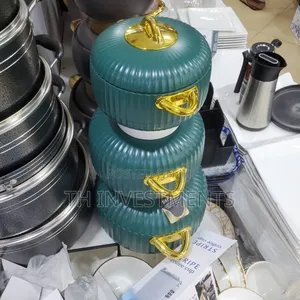 3pcs Food Dishes Green in Colour