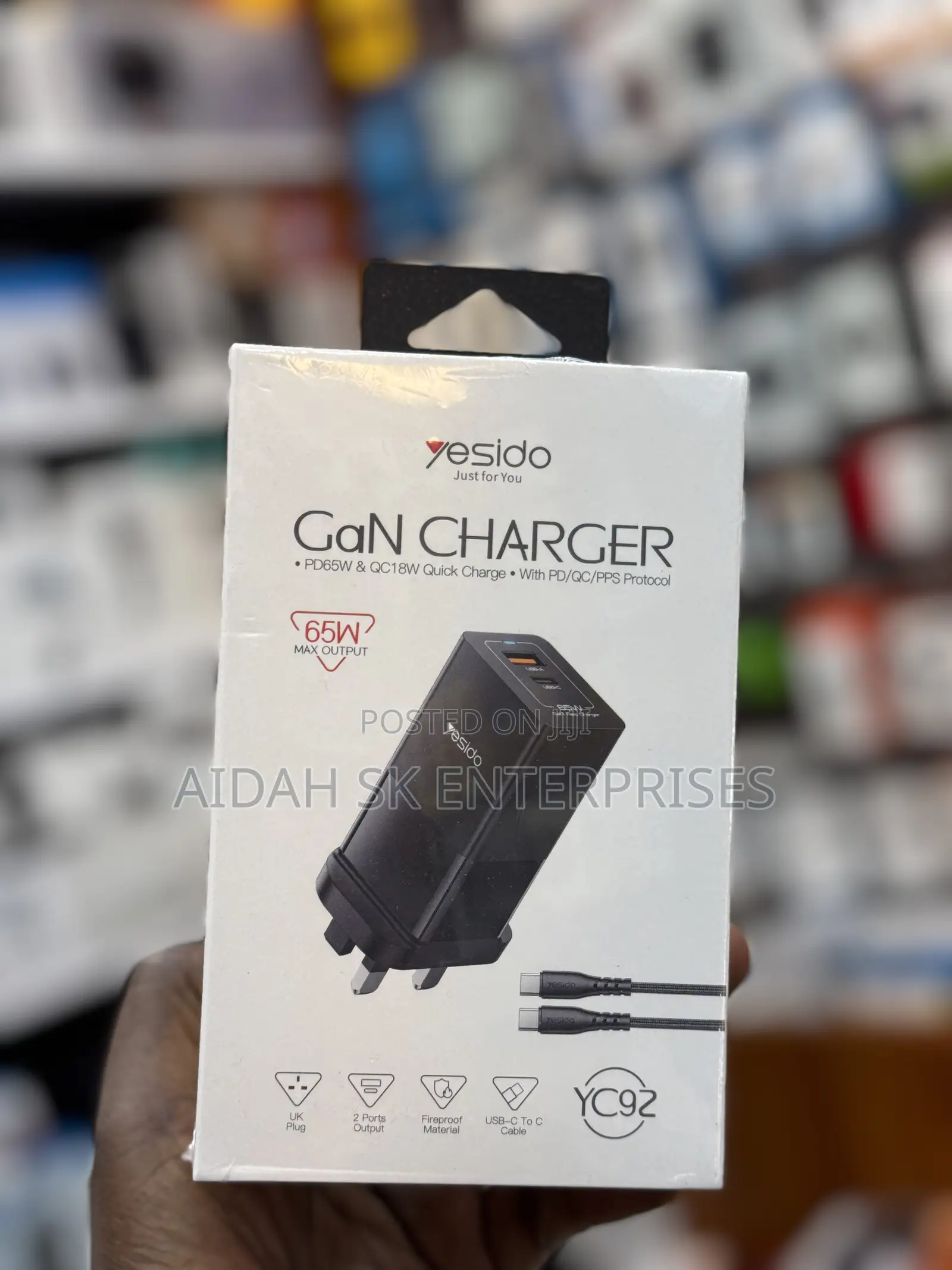 YESIDO YC92 USB-A + Type-C Dual Port 65W Fast Charging