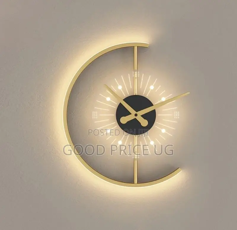 Golden Wall Clock With Light