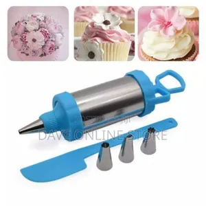 5 Pieces Cake Icing Decorating Tool Kit-Silver/Blue