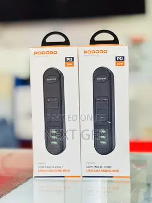 Porodo 50W Multi-Port USB Charging HUB - Black
