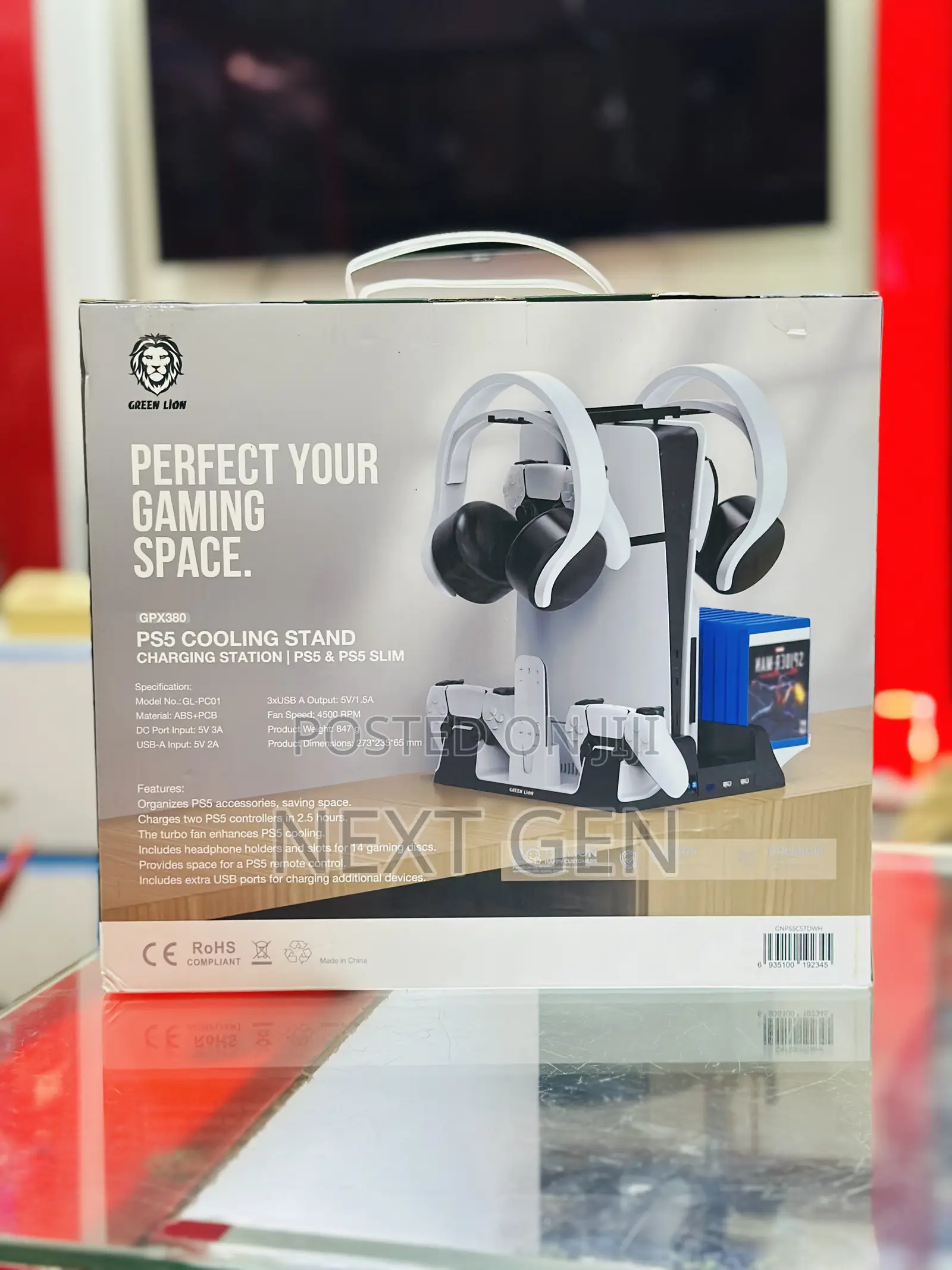 Green Lion PS5 Cooling Stand Charging Station - White