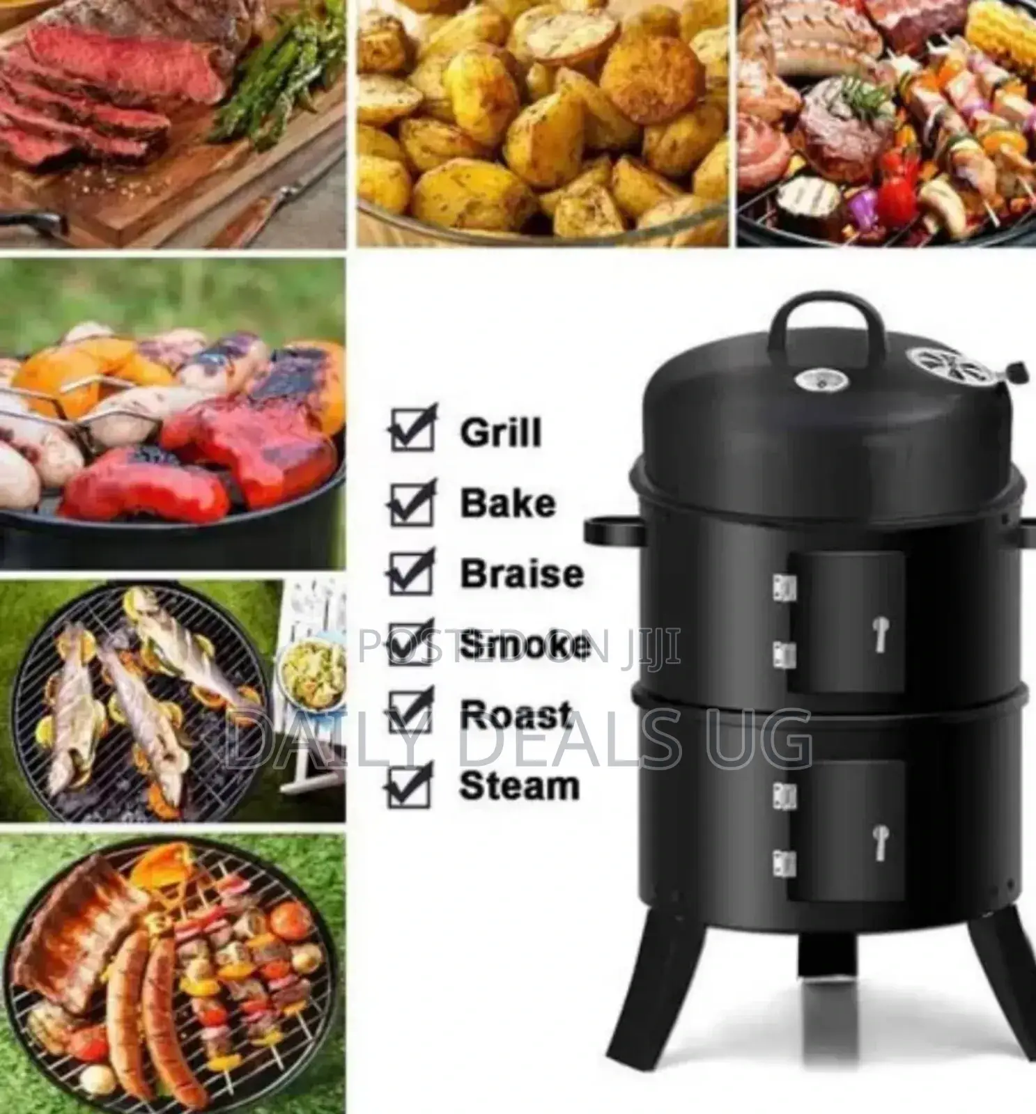 Black Large Round BBQ Grill