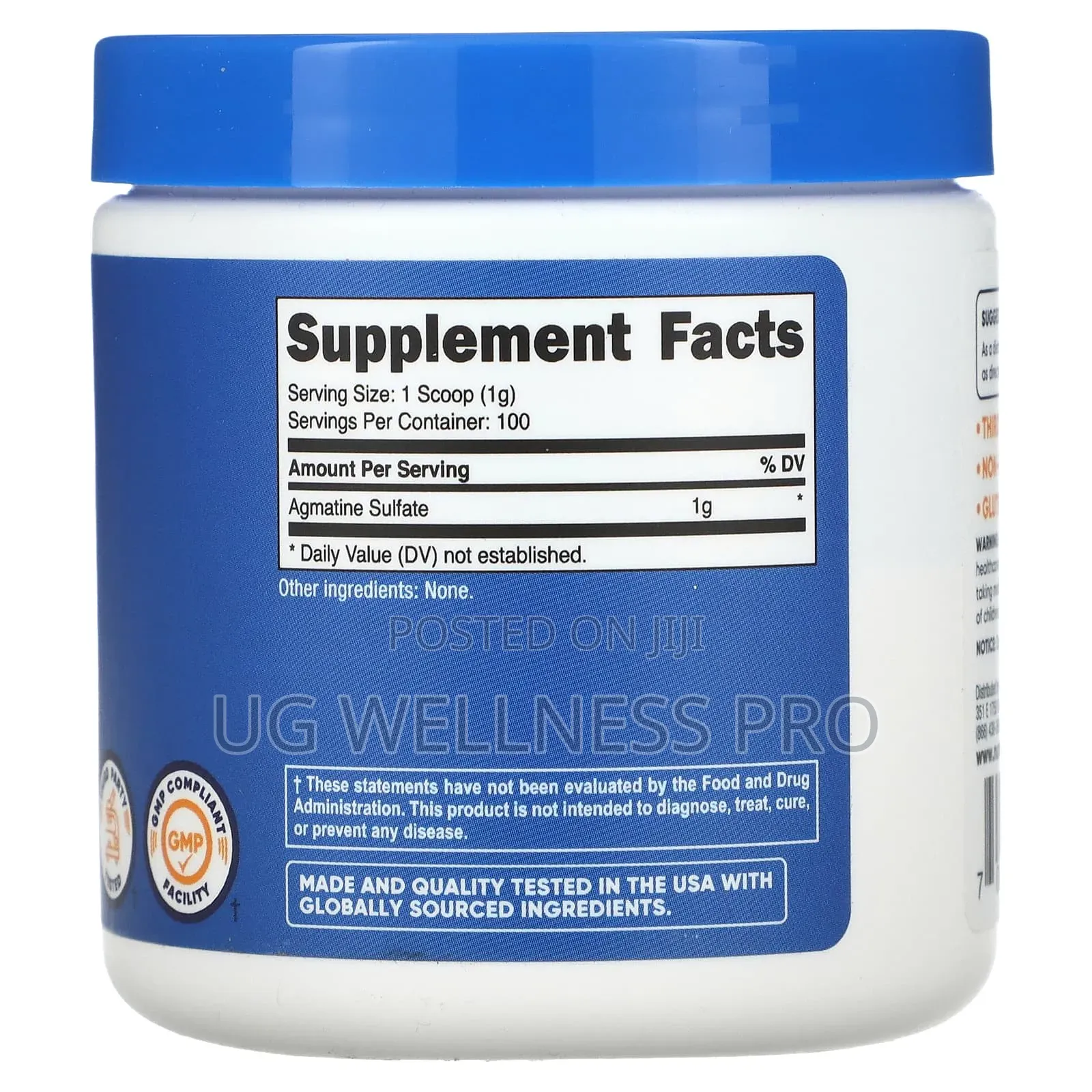 Nutricost, Agmatine, Unflavored, Stim Free 100 Servings
