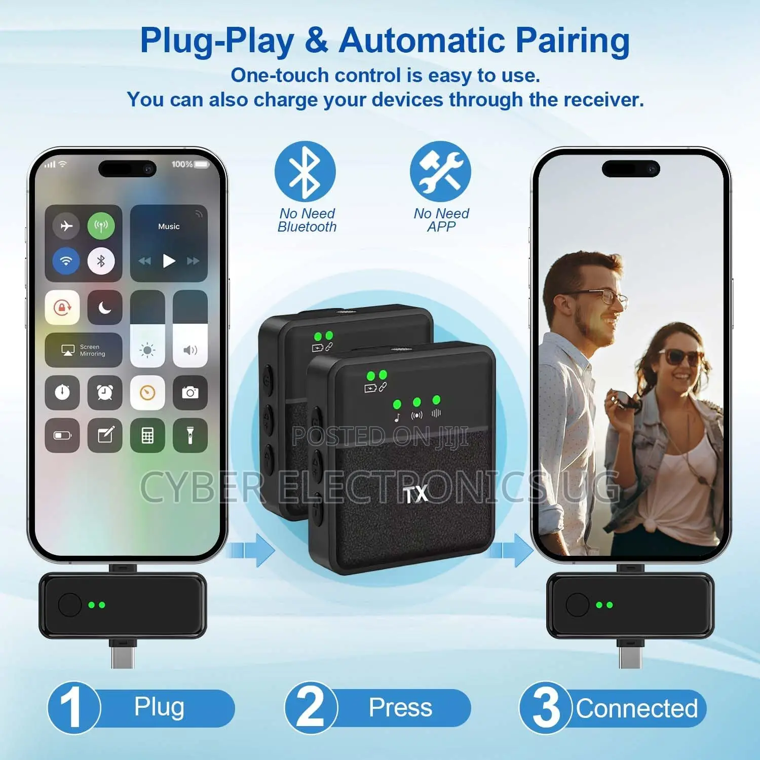 2 Pack Wireless Lavalier Microphone for iPhone iPad/Android