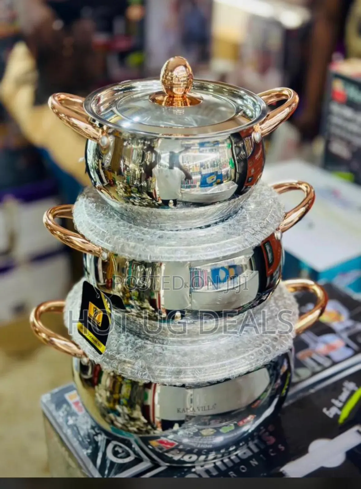 6pcs Heavy Duty Stainless Steel Cooking Pots Non Stick -Gold