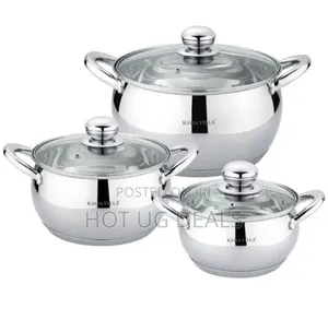 6pcs Heavy Duty Stainless Steel Cooking Pots Non Stick -Gold
