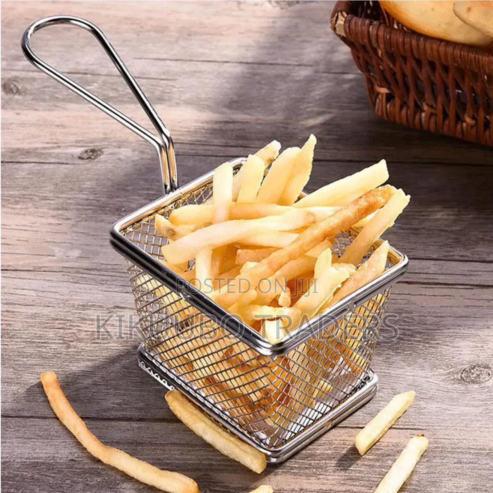 Square Mesh Frying Basket French Fry Strainer