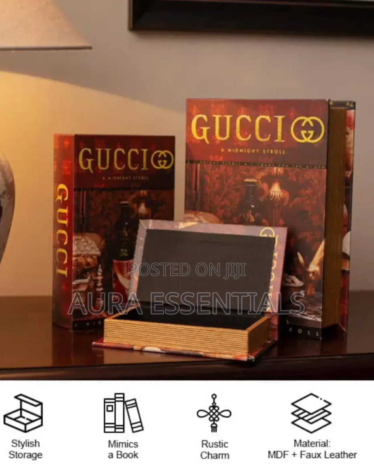 Set of 3 Faux Leather Book Boxes