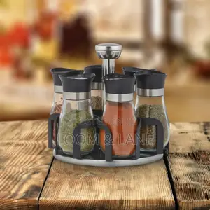 New Rotating 6 Spice Rack Jars