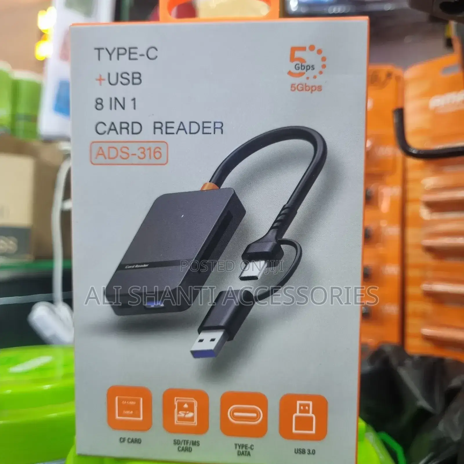 Type-C + USB 8 in 1 Card Reader/ Cf Card Reader 3.0