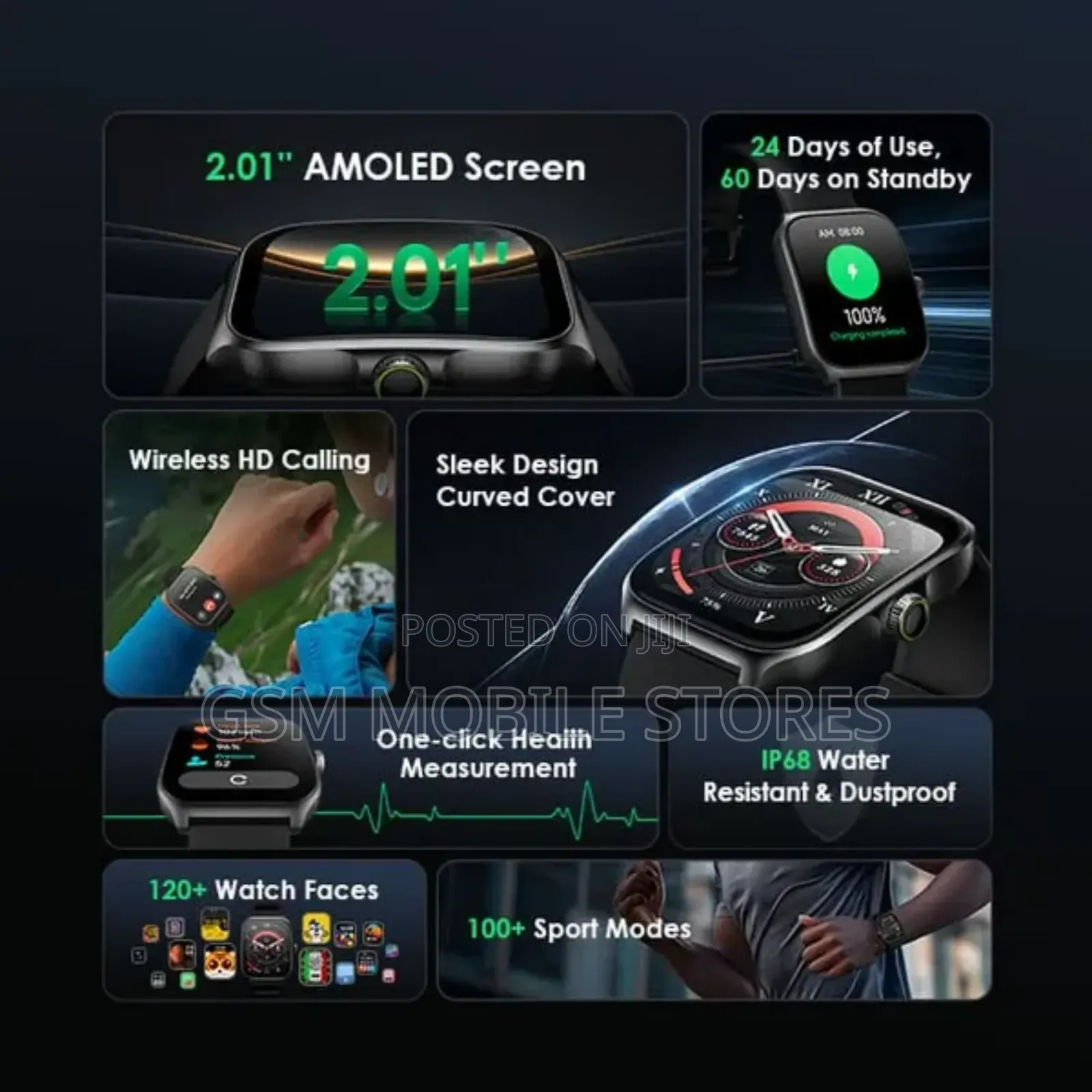 Oraimo Watch Nova AM 2.01" AMOLED Screen Curved Cover.