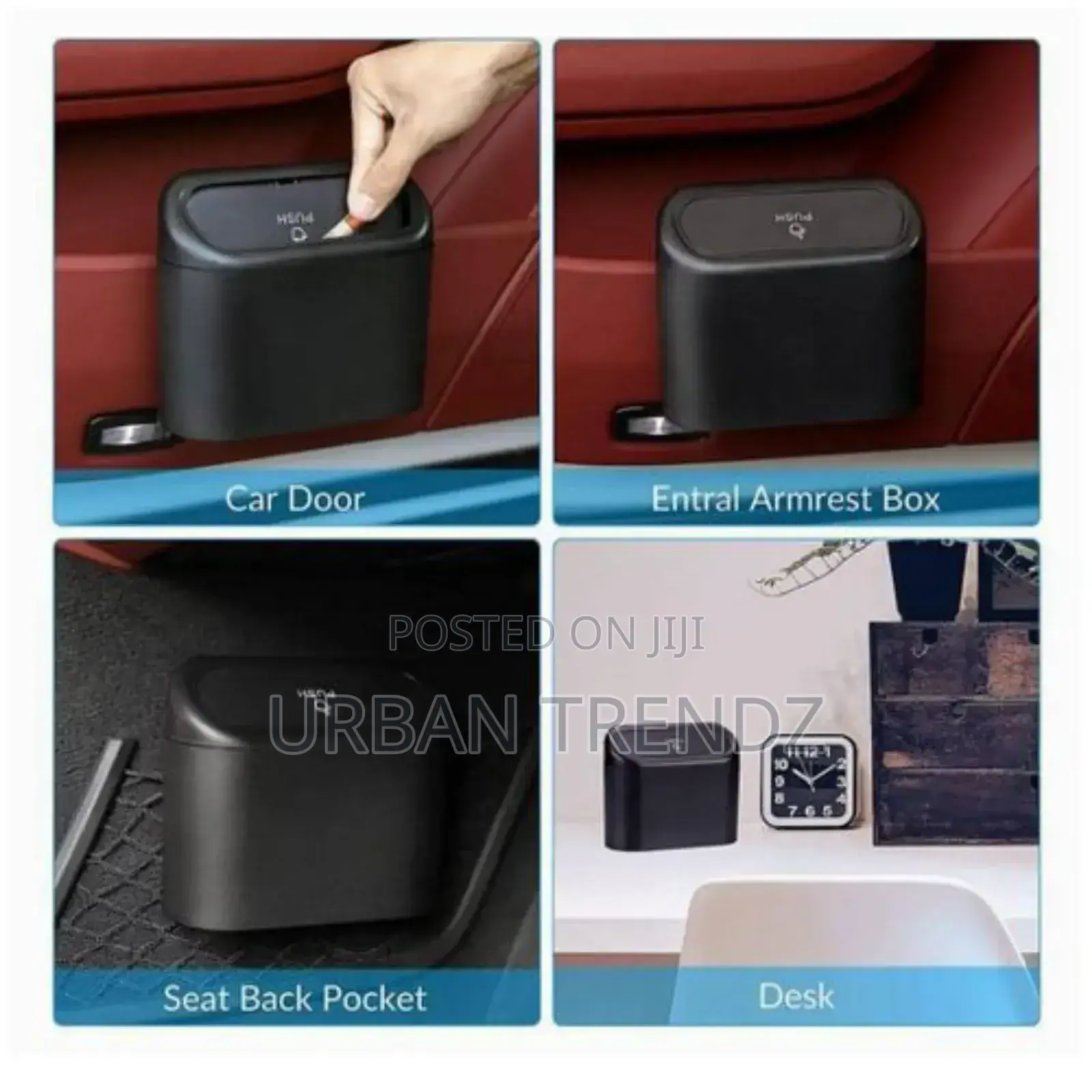 Portable Mini Car Trash Can - Black