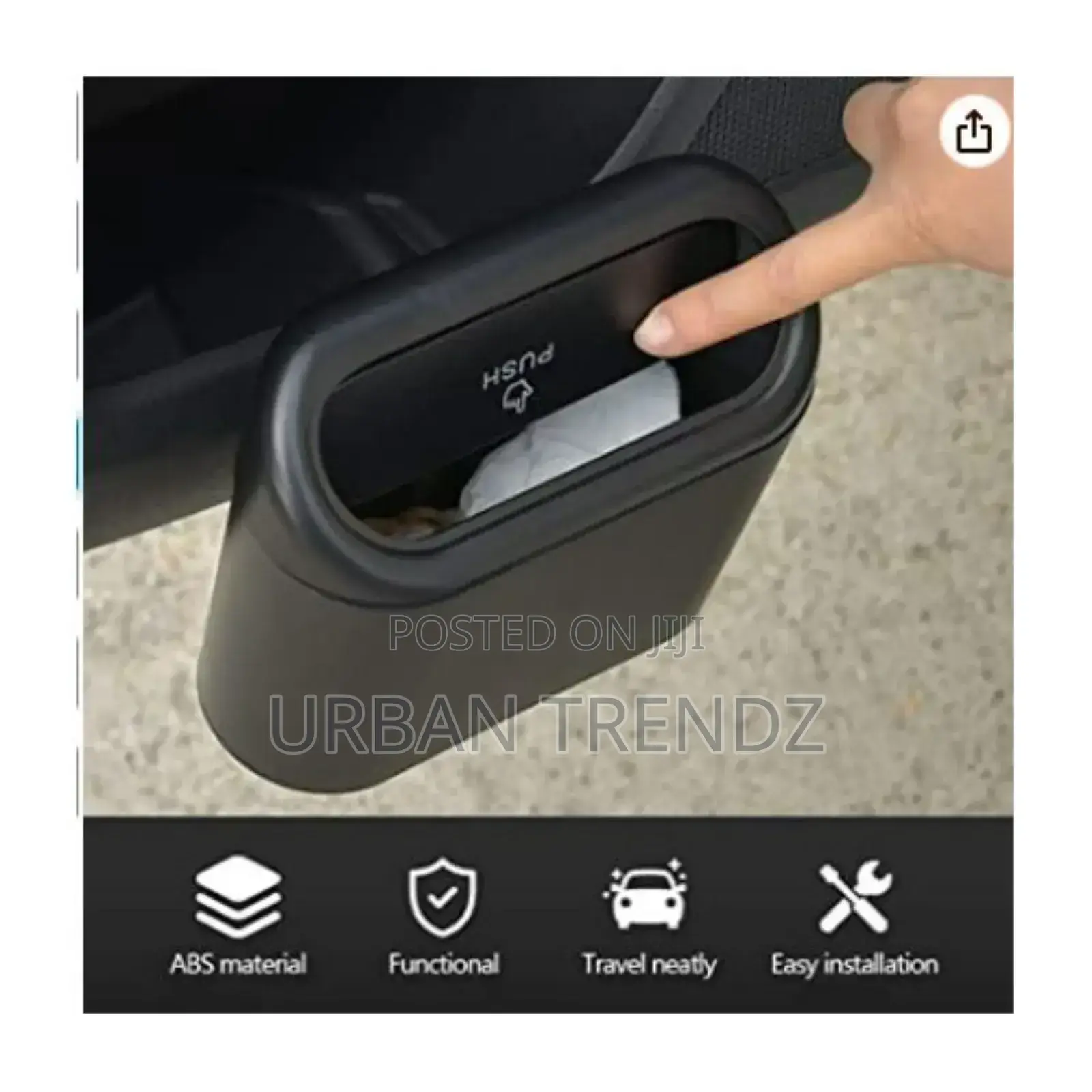 Portable Mini Car Trash Can - Black