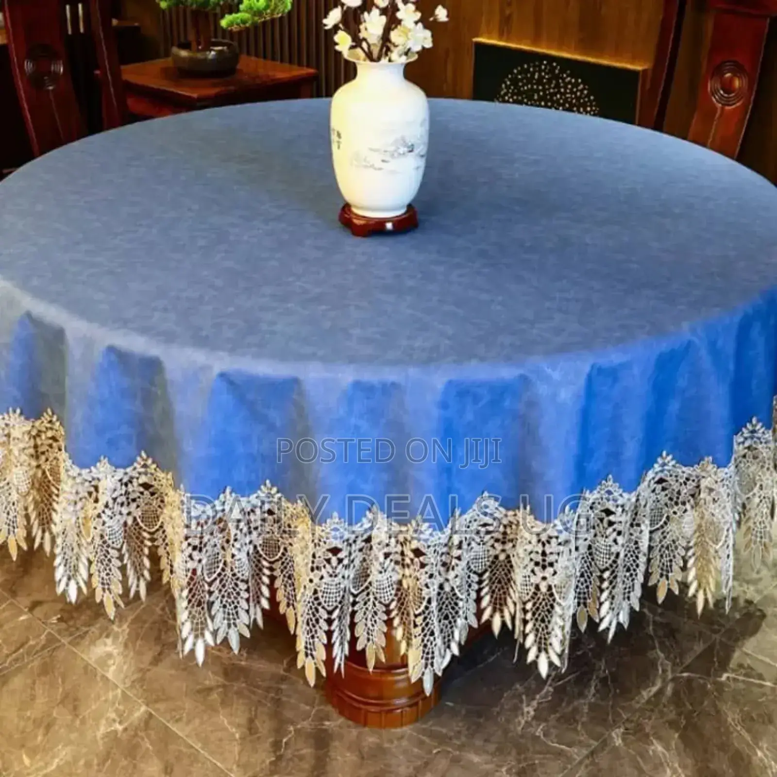 Blue Round Table Cloth