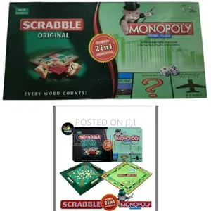 Scrabble 2 in 1 - Scrabble Monopoly Board Game -Multicolor
