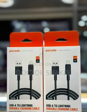 Unique Porodo USB-A to Lighting Durable Charging Cable 3M