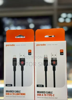 New Porodo Braided Cable USB-A to Lightning 1.2M