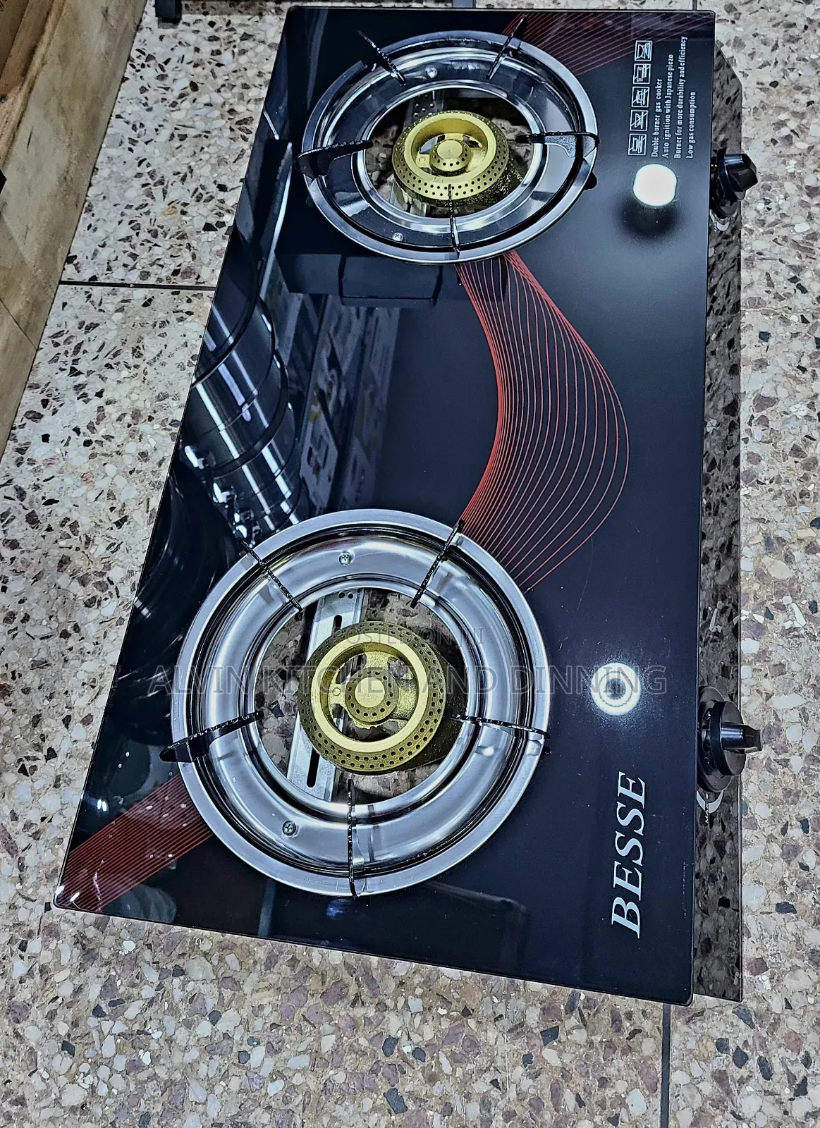 Gas Cooker 2 Burner Tempured Glass