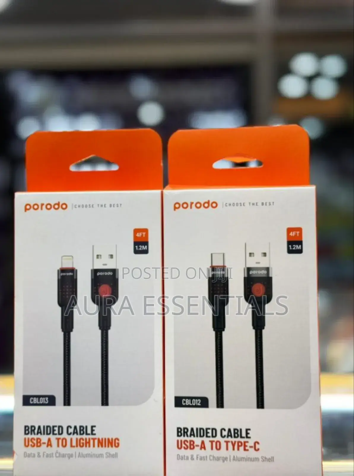 PORODO Braided Cable USB -a to Lightning 1.2M