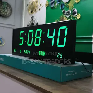 Large Green Digital LED Clock