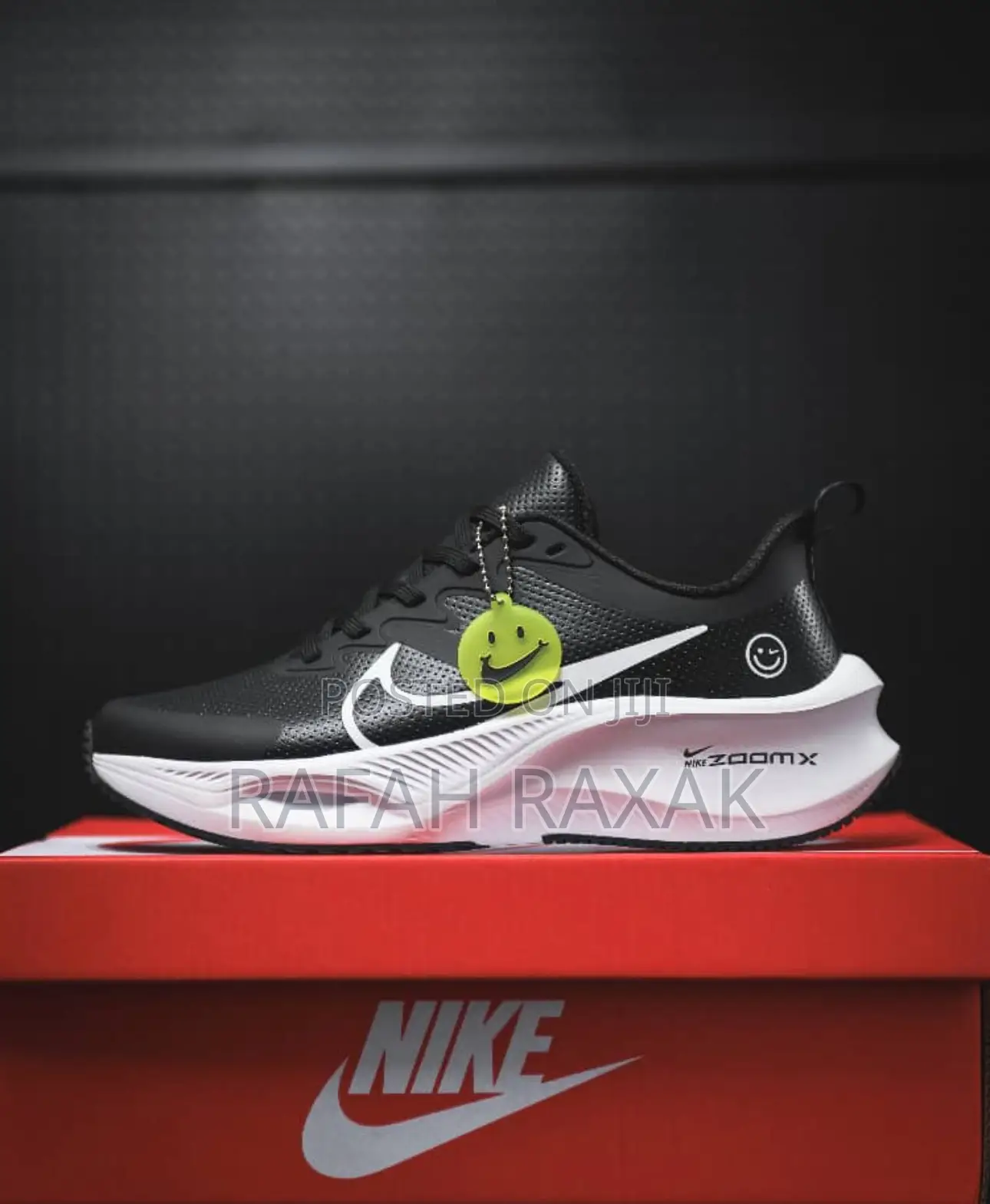 Black/White Leather Nike Zoom X Smiley Running Sneakers