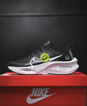 Black/White Leather Nike Zoom X Smiley Running Sneakers