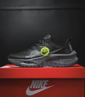 Black Leather Nike Air Zoom X Smiley Running Trainer Sneaker