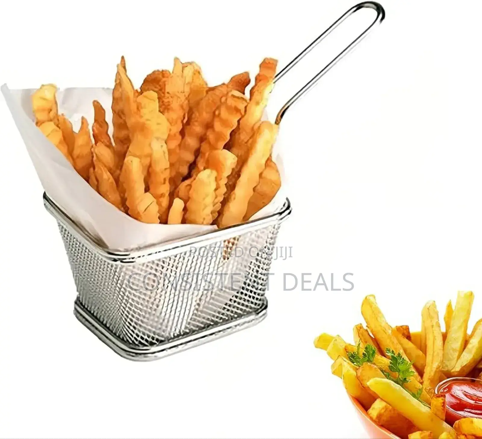 Square Mesh Frying Basket French Fry Chips Strainer