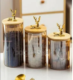 Unique Glass Food Storage Canister Deer Lid Hand