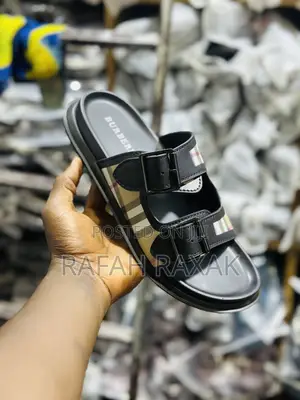 Original Men’S Luxury Burberry Double Straps Leather Sandals