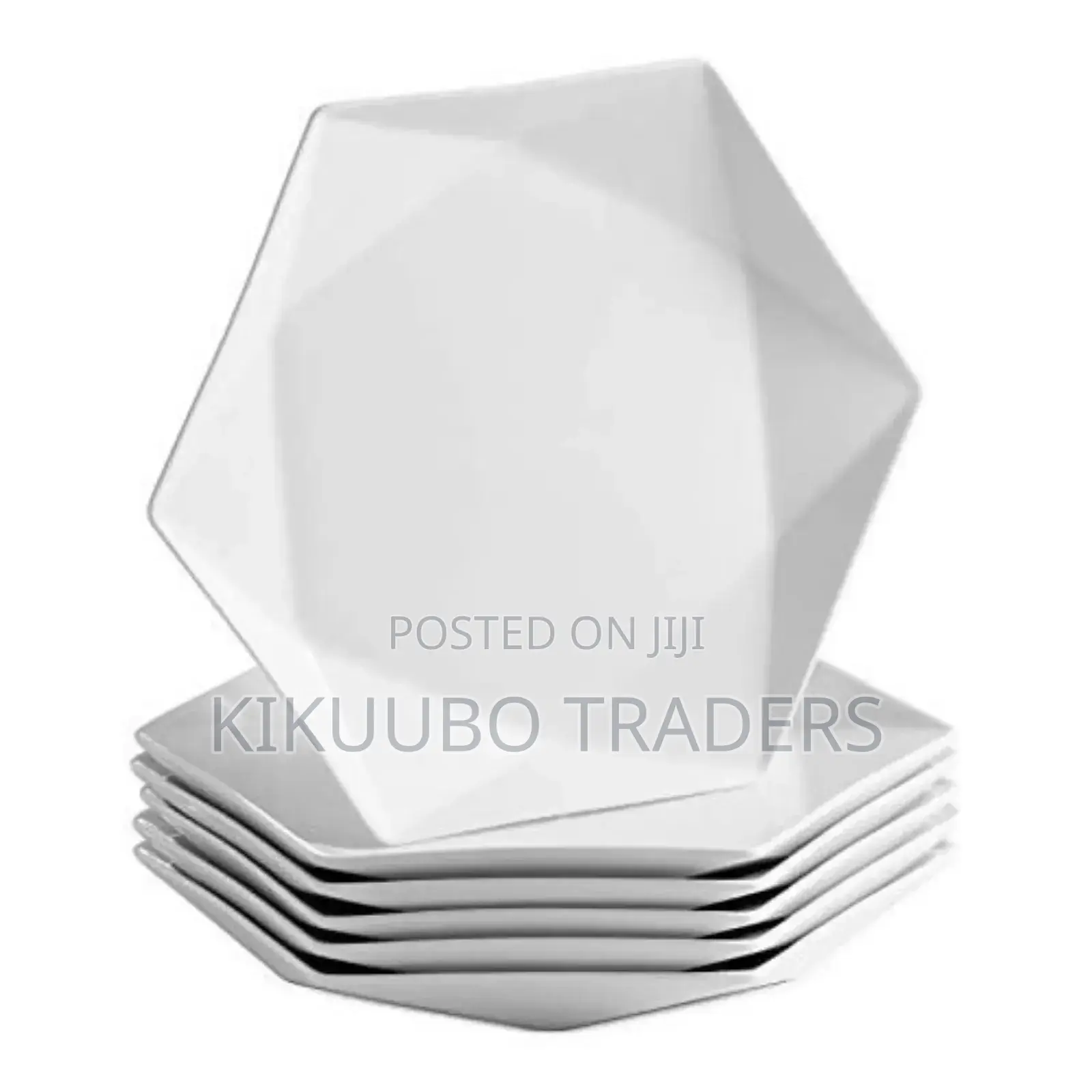 6pcs Hexagonal White Dinner Plates