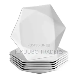 6pcs Hexagonal White Dinner Plates
