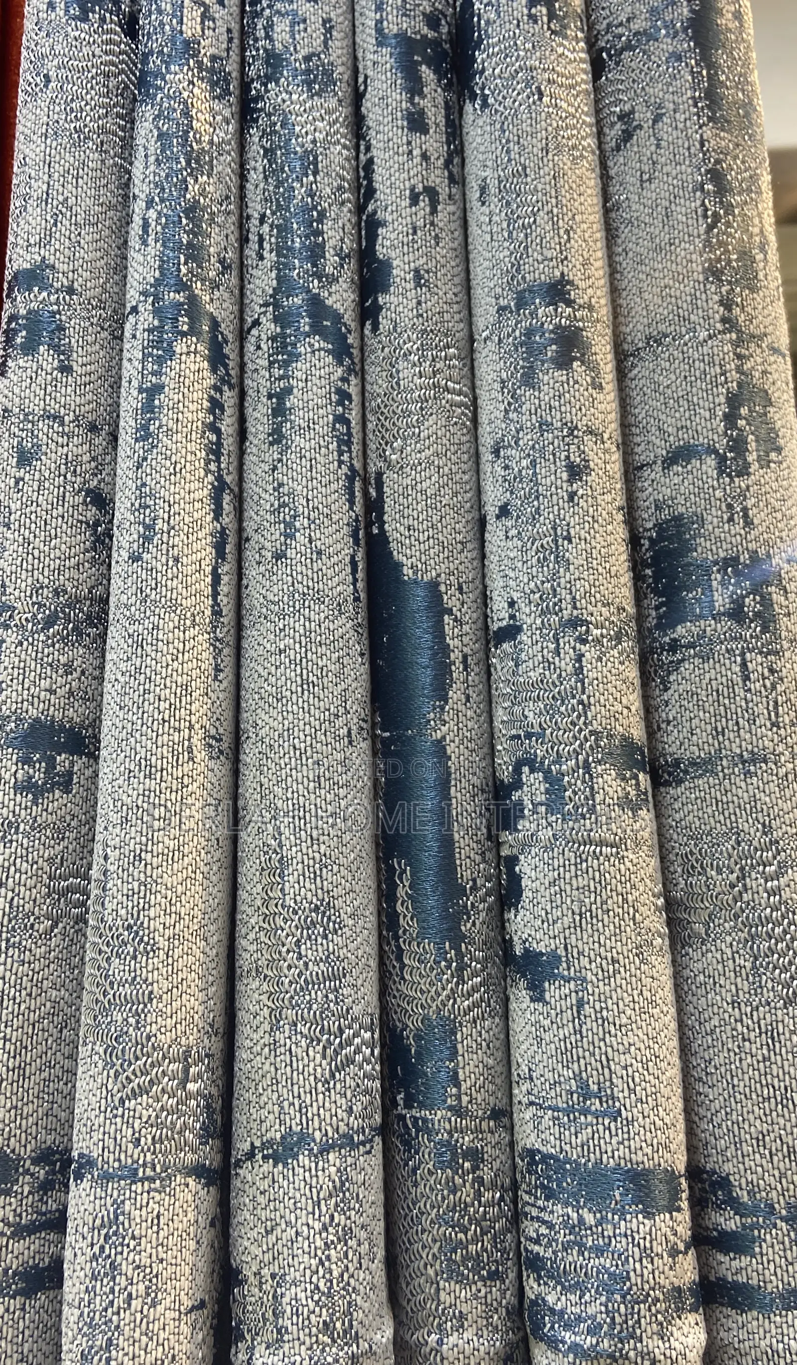 Curtain in Grey With Mix of Blue Per Meter
