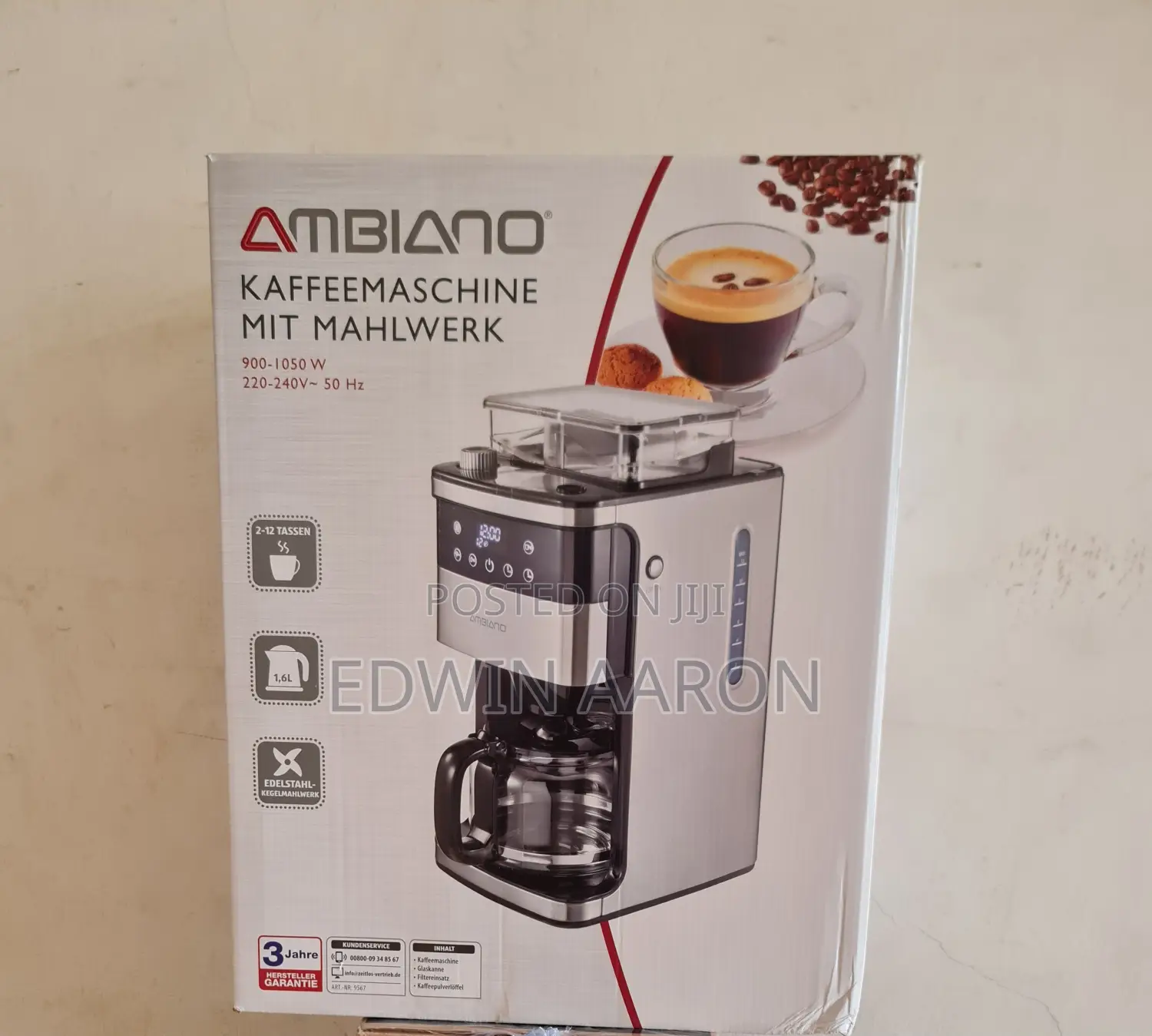 Ambiano 12cups Coffee Maker With Blurr Grinder