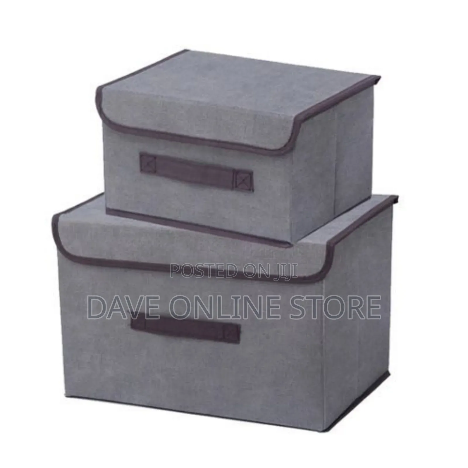 2PCS Linen Fabric Folding Lid Storage Box - Gray