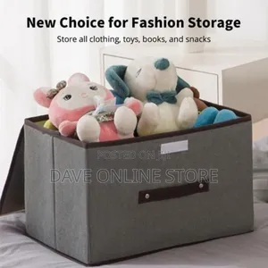 2PCS Linen Fabric Folding Lid Storage Box - Gray
