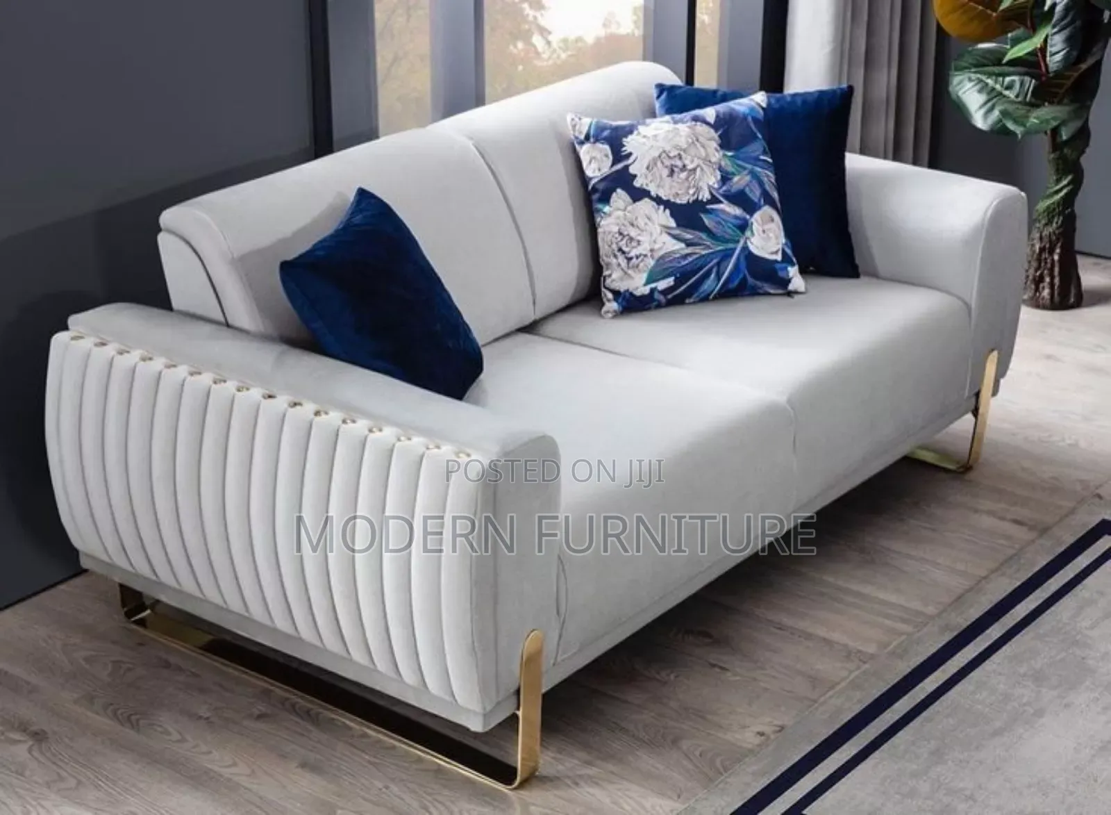 Simple Three Seater Sofa in Cream Color