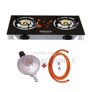 Complete Double Burner Tempered Glass Gas Stove Kit