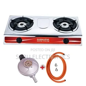 Double Burner Stainless Steel Gas Stove Kit for 6kg Cylind.