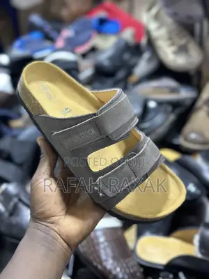 Grey Leather Birkenstock Arizona Double Strap Sandals