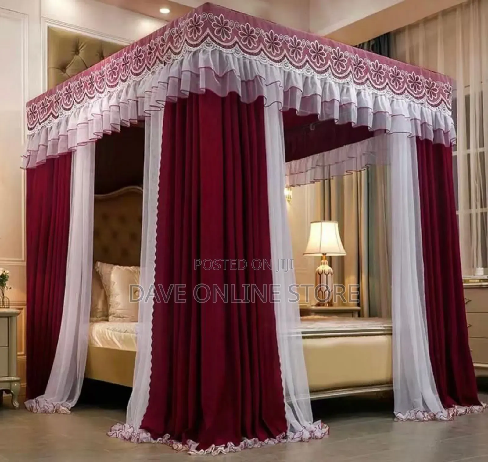 4 Stand Curtain Mosquito Net – Maroon