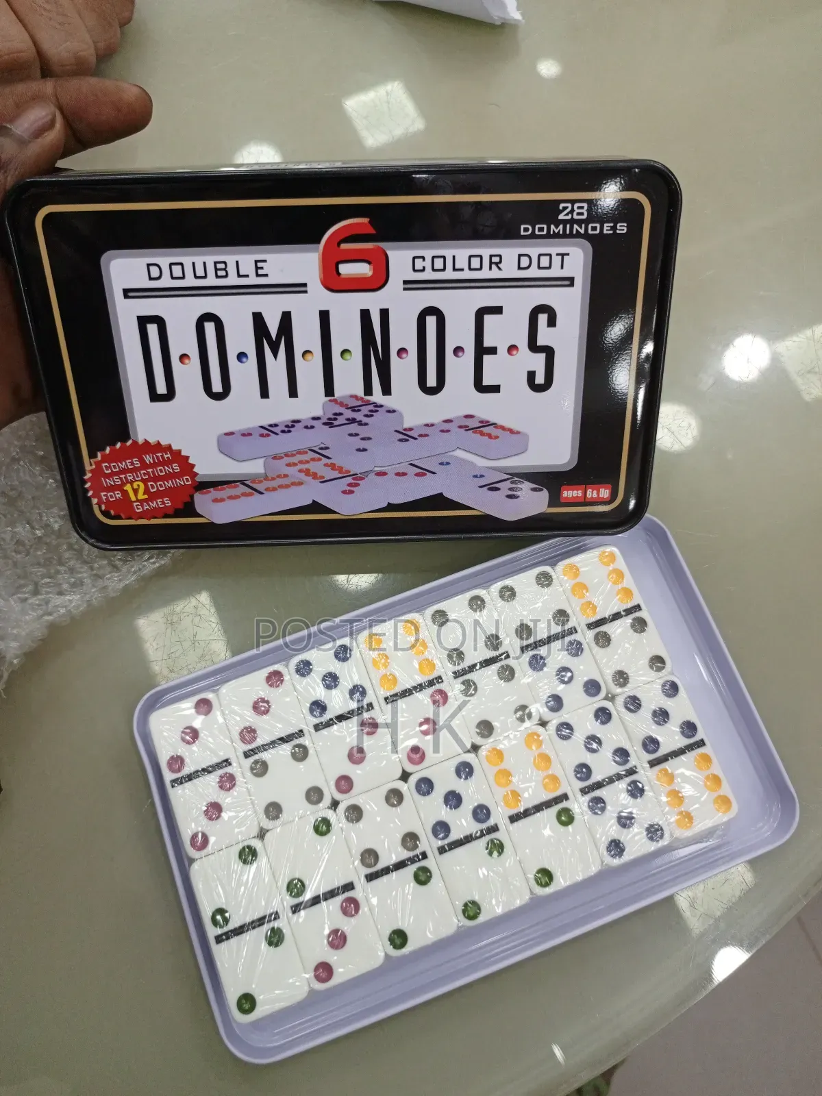 Double 6 Color Dot Dominoes Set.